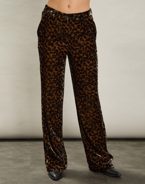 Pantalon en Velours Pèlerin léopard