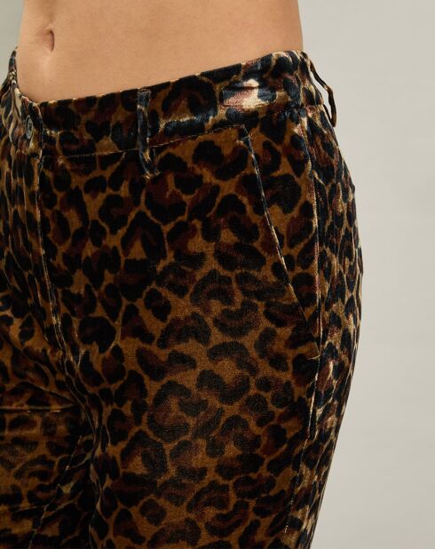 Pantalon en Velours Pèlerin léopard