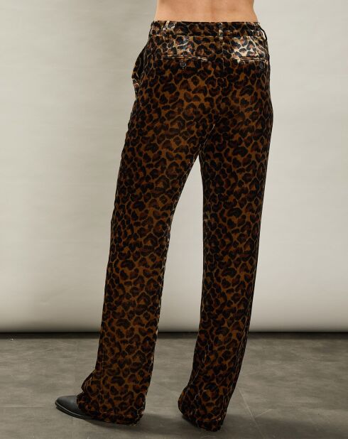 Pantalon en Velours Pèlerin léopard