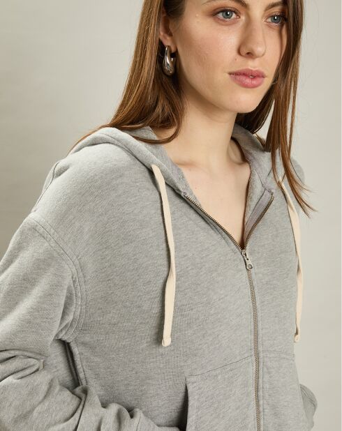 Sweat zippé à Capuche Tali gris chiné