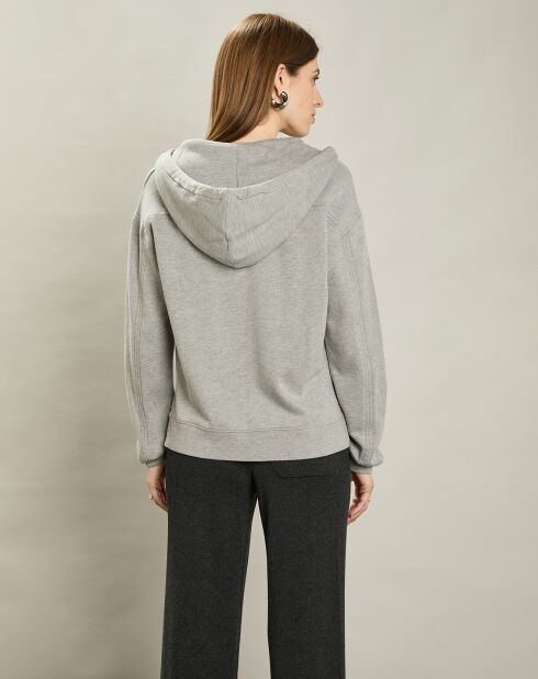 Sweat zippé à Capuche Tali gris chiné