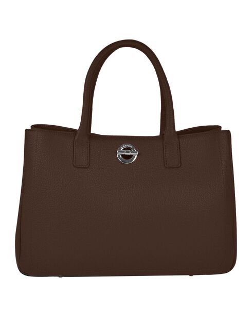 Sac à main en Cuir Paris chocolat - 37x25x10 cm