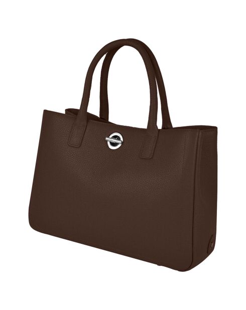 Sac à main en Cuir Paris chocolat - 37x25x10 cm