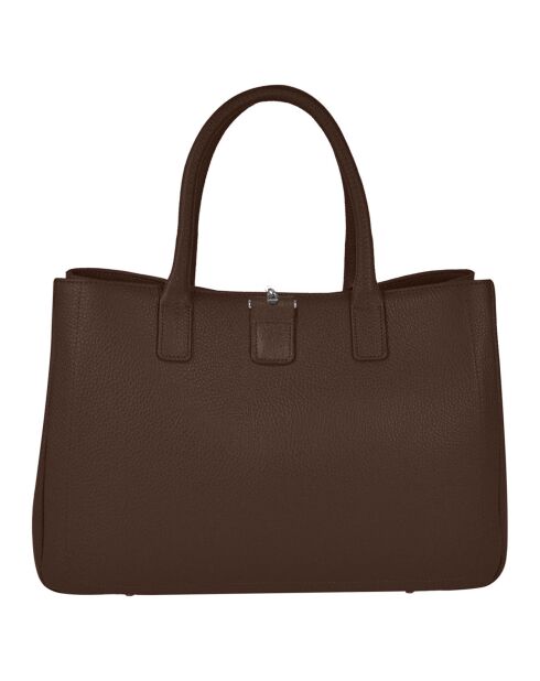 Sac à main en Cuir Paris chocolat - 37x25x10 cm