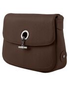 Sac bandoulière en Cuir Paris chocolat - 25x18.5x7.5 cm