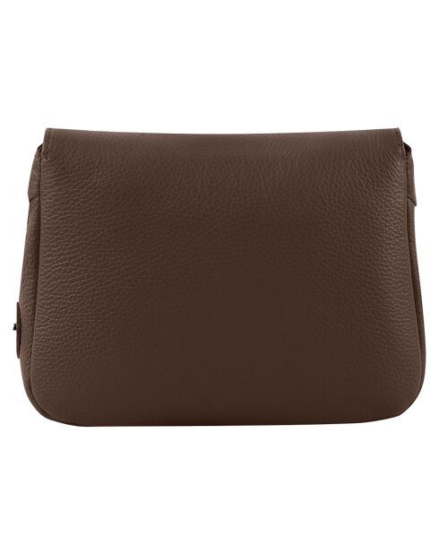 Paris chocolade leren schoudertas - 25x18,5x7,5 cm