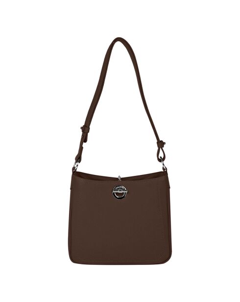 Sac porté épaule en Cuir Paris chocolat - 24.5x23x8 cm