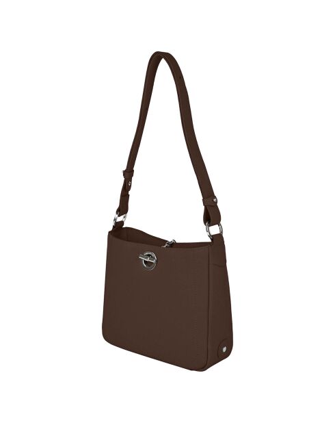 Sac porté épaule en Cuir Paris chocolat - 24.5x23x8 cm