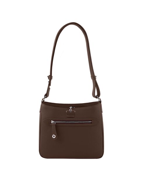 Sac porté épaule en Cuir Paris chocolat - 24.5x23x8 cm