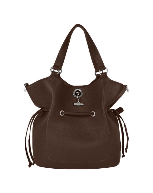 Sac porté épaule en Cuir Paris chocolat - 28x31x13.50 cm
