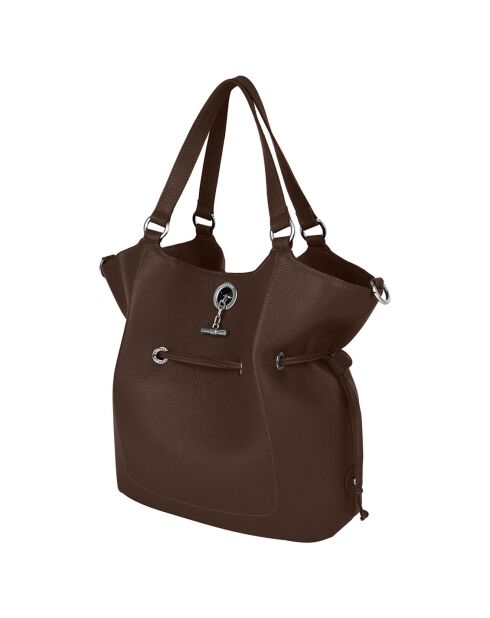 Sac porté épaule en Cuir Paris chocolat - 28x31x13.50 cm
