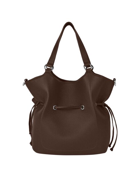 Sac porté épaule en Cuir Paris chocolat - 28x31x13.50 cm