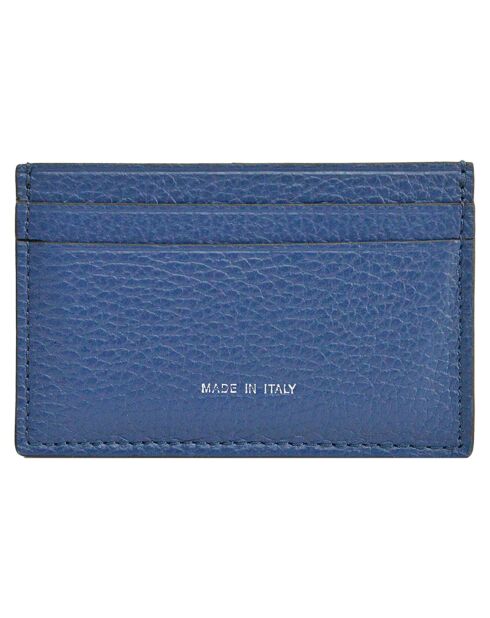 Porte-cartes en Cuir Saphir bleu marine - 10.5x7 cm