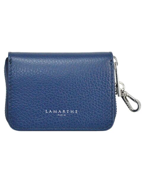 Porte-cartes en Cuir Saphir bleu marine - 10x8x2cm