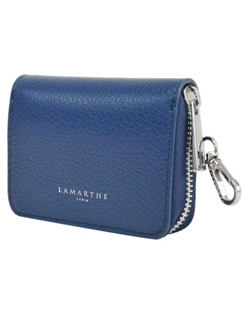 Porte-cartes en Cuir Saphir bleu marine - 10x8x2cm