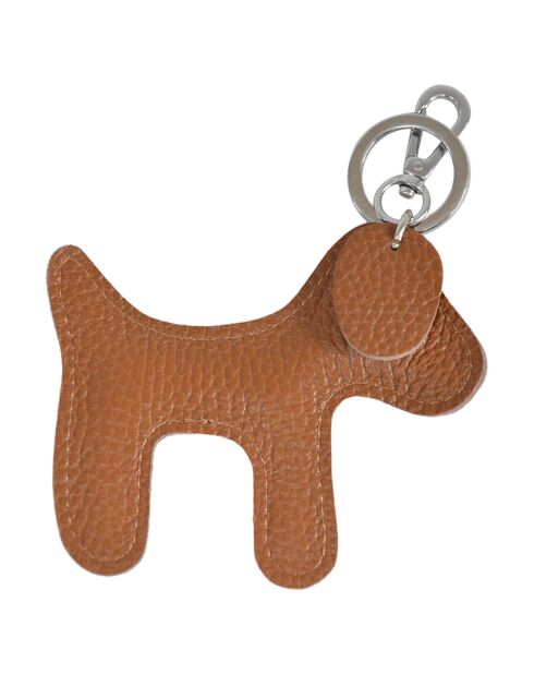 Porte-clés en Cuir Charms cognac