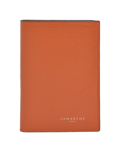 Etui passeport en Cuir Saphir orange - 13.5x10 cm