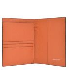 Etui passeport en Cuir Saphir orange - 13.5x10 cm