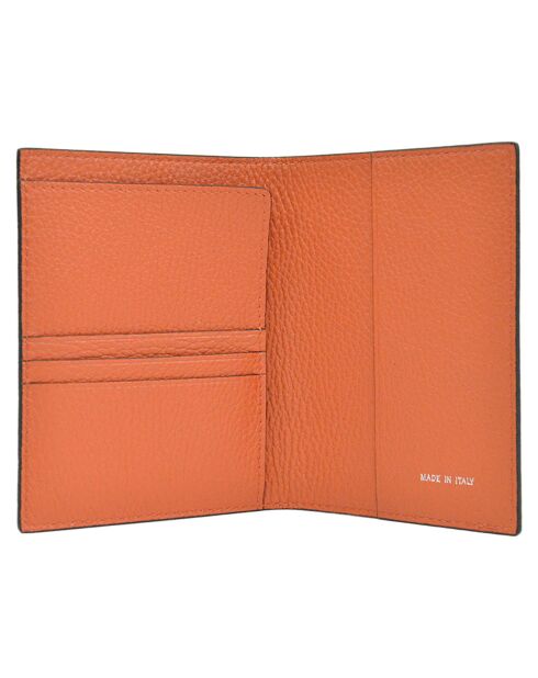 Etui passeport en Cuir Saphir orange - 13.5x10 cm