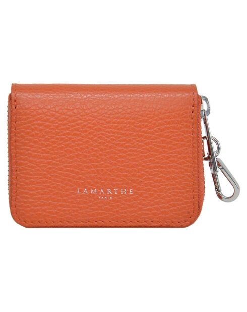 Porte-cartes en Cuir Saphir orange - 10x8x2cm