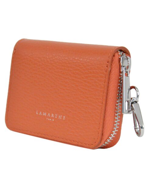 Porte-cartes en Cuir Saphir orange - 10x8x2cm