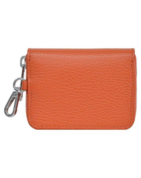 Porte-cartes en Cuir Saphir orange - 10x8x2cm