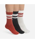 3 Paires de chaussettes EcoDim ivoire/rouge/noir
