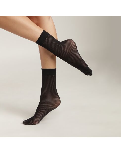 Chaussettes à rayures transparentes noires