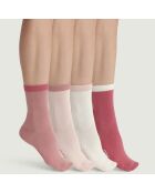 4 Paires de chaussettes EcoDim blanc/rose