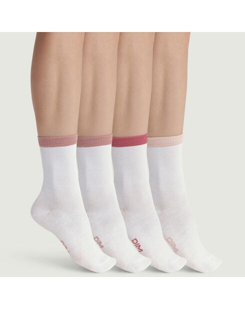 4 Paires de chaussettes EcoDim blanc/rose