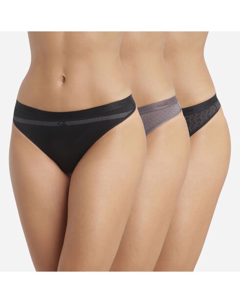3 Slips Les Pockets Coton Stretch noir/gris