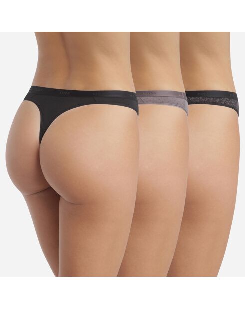 3 Slips Les Pockets Coton Stretch noir/gris