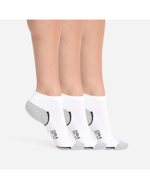 3 Paires de socquettes courtes impact léger blanc/gris