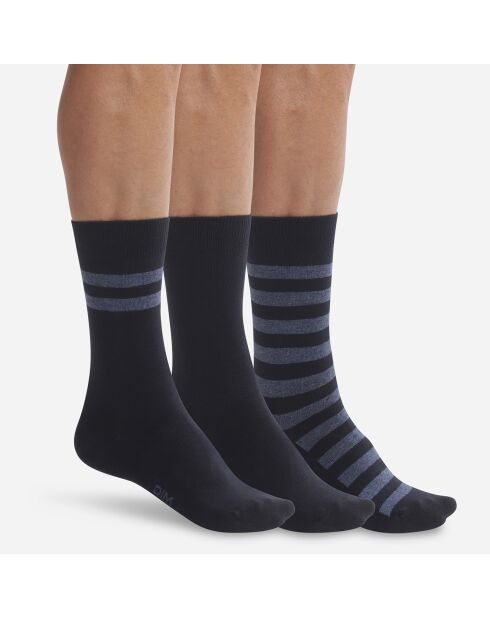 3 Paires de chaussettes rayées Coton Style marine