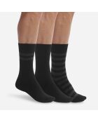 3 Paires de chaussettes rayées Coton Style noires