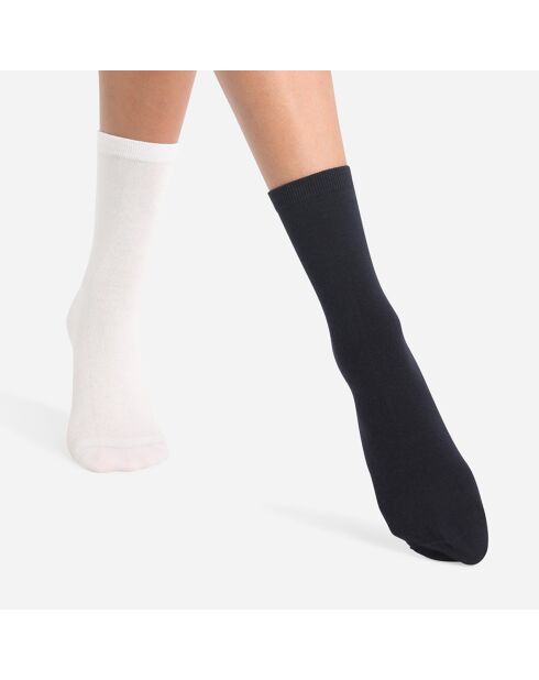 2 Paires de chaussettes Basic Coton noir/blanc