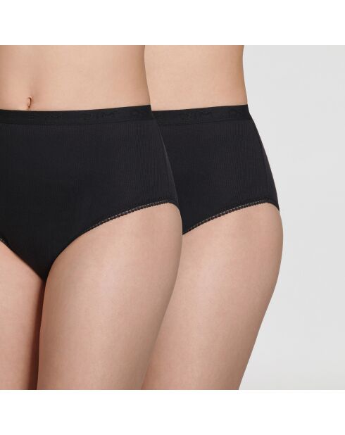 2 Culottes Pur Coton taille haute noires