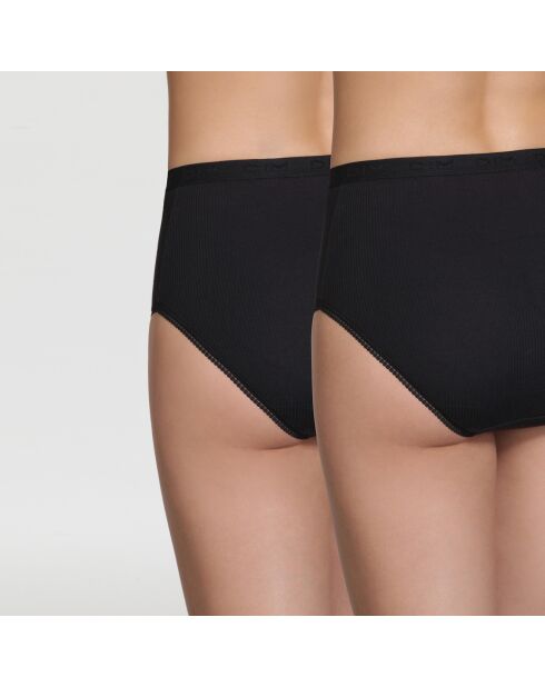 2 Culottes Pur Coton taille haute noires