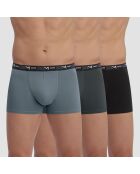 3 Boxers Coton Stretch noir/gris