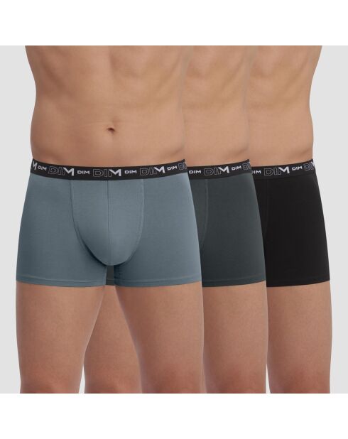 3 Boxers Coton Stretch noir/gris