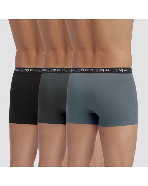 3 Boxers Coton Stretch noir/gris