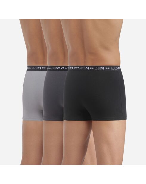 3 Boxers Coton Stretch noir/gris