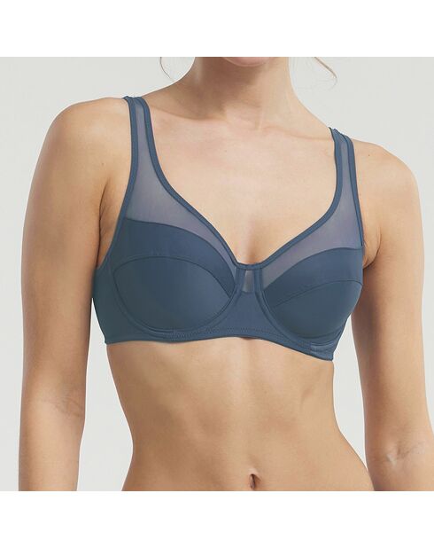 Soutien-gorge emboîtant en microfibre et tulle Generous bleu gris