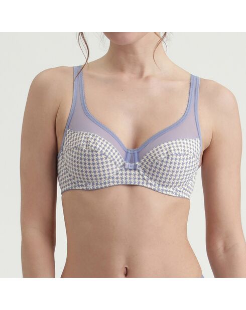 Soutien-gorge emboîtant à armatures pied de poule Generous bleu