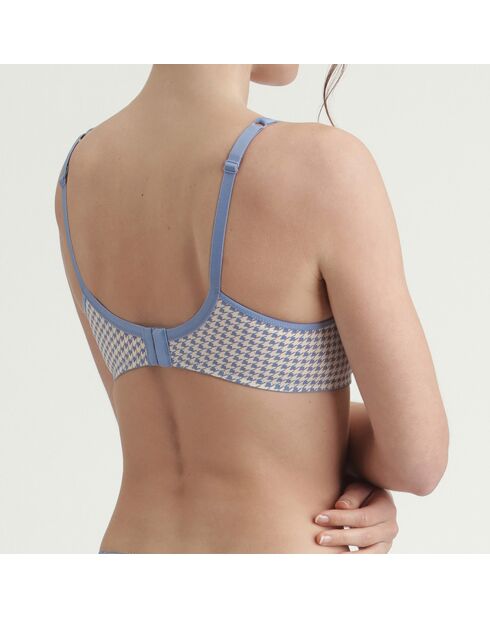 Soutien-gorge emboîtant à armatures pied de poule Generous bleu