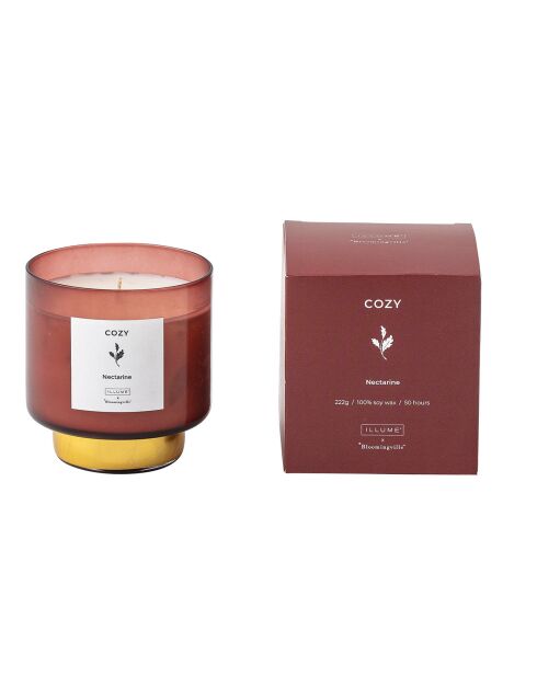 Bougie parfumée Cozy Nectarine rouge - D.8xH.9 cm