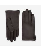 Gants cuir agneau-100% soie-62007SN-brun