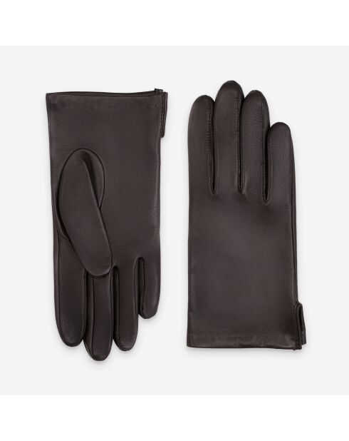 Gants cuir agneau-100% soie-62007SN-brun