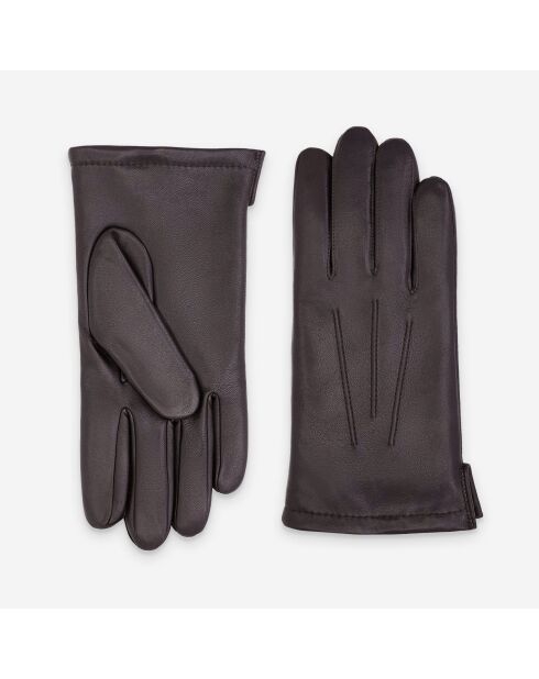 Gants cuir agneau-100% polyester (polaire)-62006PO-brun
