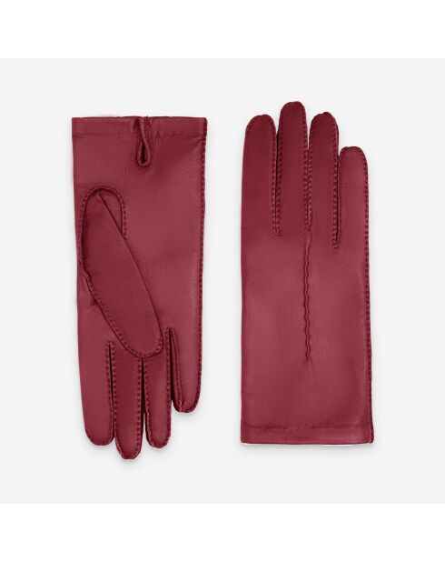 Gants cuir agneau-100% soie-21590SN-sunset-red